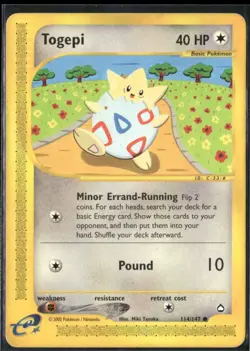 Togepi 114/147 Aquapolis Pokemon English Card (MP) - Image 1