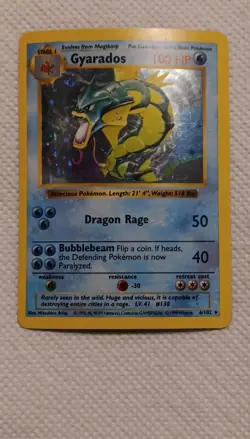 Pokemon Gyarados Base Set Holo Rare 6/102 Stage 1 HP 100 English Card - Image 1