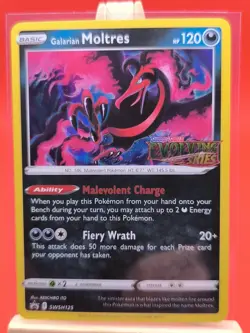 Galarian Moltres SWSH125 Prerelease Holo Promo Pokemon Card Evolving Skies New - Image 1