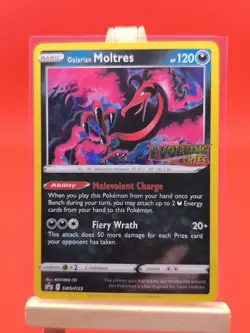 Galarian Moltres SWSH125 Prerelease Holo Promo Pokemon Card Evolving Skies New - Image 2