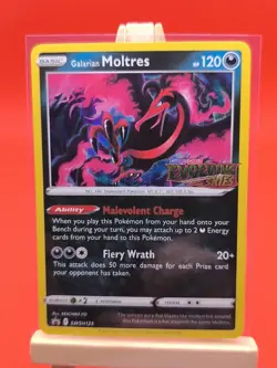 Galarian Moltres SWSH125 Prerelease Holo Promo Pokemon Card Evolving Skies New - Image 3