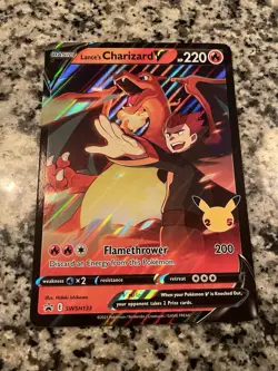 2021 Pokemon Celebrations Lance's Charizard V Black Star Promo SWSH133 (JUMBO) - Image 1