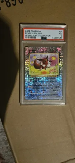 Pokemon 2002 Legendary Collection #74 Eevee Reverse Foil PSA 7 - Image 1
