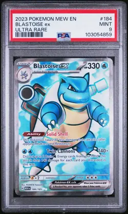 2023 Pokemon Mew EN Blastoise ex #184 Ultra Rare PSA MINT 9 - Image 1