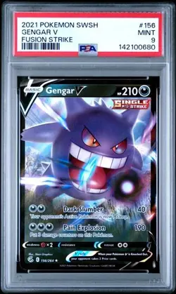 2021 POKEMON SWORD & SHIELD FUSION STRIKE #156 GENGAR V PSA 9 Mint - Image 1
