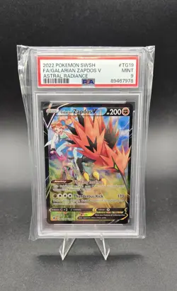PSA 9 Mint Galarian Zapdos V TG19 2022 Pokemon Astral Radiance - Image 1