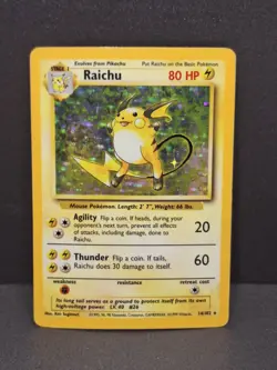 Raichu Holo Rare 014/102 Base Set Holo Unlimited Pokemon Card WotC Vintage 1999 - Image 1