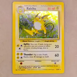 Raichu Base Set 14/102 Pokemon TCG HOLO Rare WOTC Vintage 1999 LP Lightly Played - Image 1