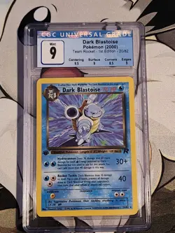 Dark Blastoise 20/82 1st Edition 2000 Pokemon Rocket Pokemon Card PSA CGC Mint 9 - Image 1
