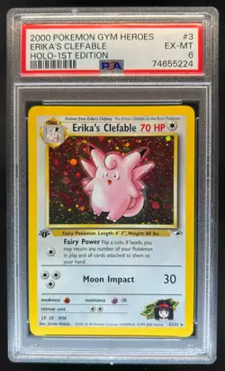 2000 Pokemon Gym Heroes 1st Edition Erika's Clefable Holo #3/132 PSA 6 - Image 1