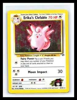 💥 ERIKA'S CLEFABLE | Pokemon TCG 2000 | (GYM HEROES) Holo Vintage Rare # 3/132 - Image 1