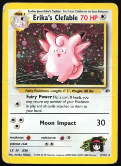 Erika's Clefable 3/132 Gym Heroes Holo Rare Pokemon Card - Image 1