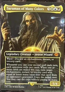 Saruman of Many Colors (Borderless #412)- NM - LTR Lord of the Rings - MTG Magic - Image 1