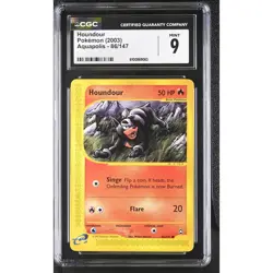 CGC 9 MINT Houndour 86/147 Pokemon Aquapolis 2003 Non Holo Graded Card (PSA) - Image 1
