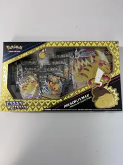 Pokemon Crown Zenith Pikachu VMax Premium Collection Pin Box - 7 packs! 820650851889 - Image 1