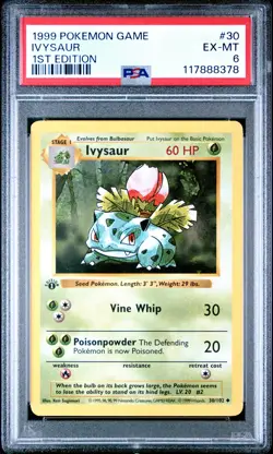 1999 Pokemon Game #30 Ivysaur 1st Edition PSA 6 EX-MT!! - Image 1