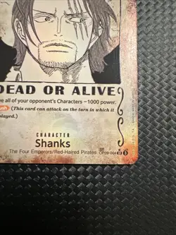 One Piece TCG - Wanted Shanks OP09-004 SR - SP Alt Art - English - NM - Image 5