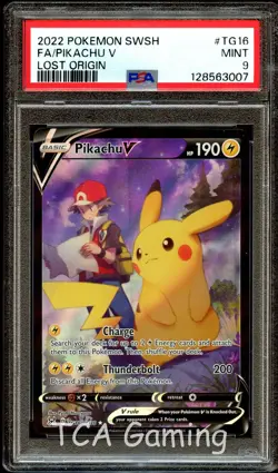 PSA 9 MINT Pikachu V TG16/TG30 TRAINER GALLERY HOLO Lost Origin Pokemon Card 007 - Image 1