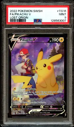 PSA 9 MINT Pikachu V TG16/TG30 TRAINER GALLERY HOLO Lost Origin Pokemon Card 007 - Image 2