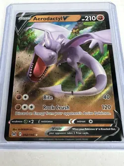 Aerodactyl V 092/196 Lost Origin Ultra Rare Holo Pokemon TCG Card NM - Image 1
