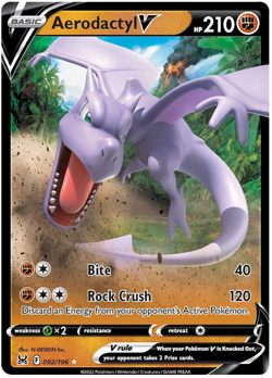 Aerodactyl V 092/196 Lost Origin Ultra Rare Holo Pokemon TCG Card NM - Image 1