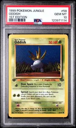 1999 POKEMON JUNGLE 1ST ED #58 ODDISH PSA 10 - Image 1
