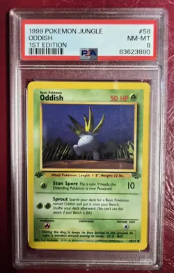 1999 Pokemon Jungle Oddish 1st Edition PSA 8 NM - MT Vintage 58/64 - Image 1