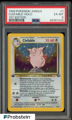 1999 POKEMON JUNGLE #1 CLEFABLE-HOLO 1ST EDITION PSA 6 EX-MT - Image 1