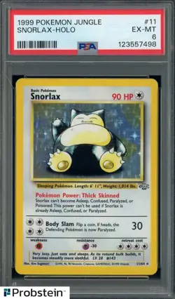 1999 Pokemon Jungle #11/64 Snorlax Holo PSA 6 EX-MT - Image 1