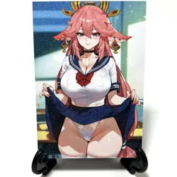 Genshin Impact Yae Miko Sexy Anime Waifu Girl Doujin Goddess Glitter Art Card - Image 1