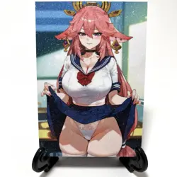 Genshin Impact Yae Miko Sexy Anime Waifu Girl Doujin Goddess Glitter Art Card - Image 2