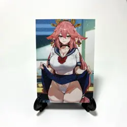 Genshin Impact Yae Miko Sexy Anime Waifu Girl Doujin Goddess Glitter Art Card - Image 3