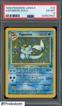 1999 Pokemon Jungle #12/64 Vaporeon Holo PSA 6 EX-MT - Image 1