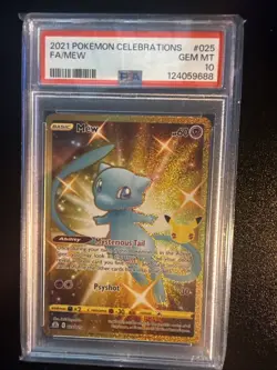 Pokemon TCG Celebrations Mew Gold Full Art Holo Card 25/25 PSA 10 Secret Rare - Image 1