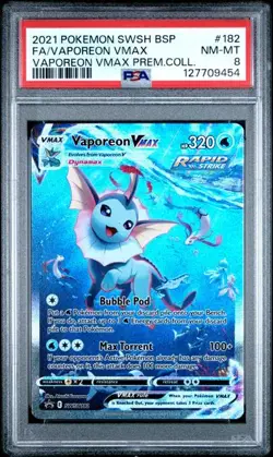 PSA 8 NM-MT Vaporeon VMAX Premium Collection Full Art Holo 2021 Pokemon SWSH182 - Image 1