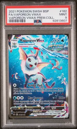 2021 POKEMON FA/VAPOREON VMAX #182 SWSH VAPOREON VMAX PREMIUM COLLECTION PSA 9 - Image 1