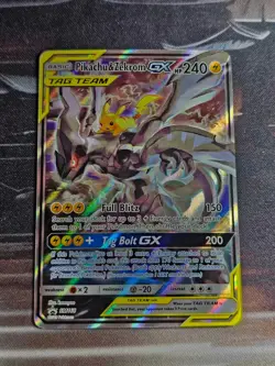 Pikachu & Zekrom GX SM168 Black Star Promo Tag Team Holo Card - Image 1