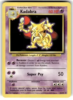 Pokemon TCG Kadabra Base Set 32/102 Regular Unlimited Uncommon NM - Image 1
