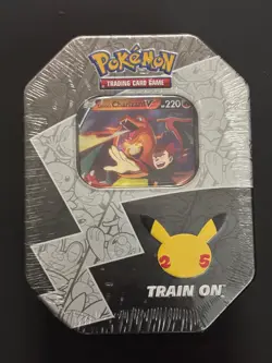 Pokemon 2021 Sword & Shield Celebrations Lance's Charizard V Tin Factory Sealed - Image 1