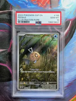 PSA 10 GEM MT Feebas 198/191 Surging Sparks Illustration Rare Holo Pokemon Card - Image 1