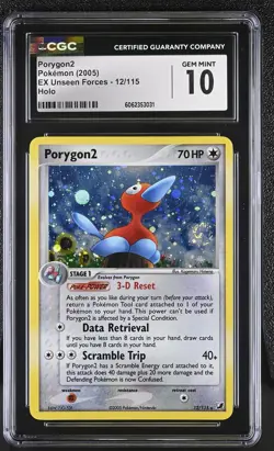 CGC 10 GEM MINT Porygon2 EX Unseen Forces 12/115 Holo SWIRL Pokemon Card - Image 1