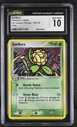 CGC 10 GEM MINT Sunflora EX Unseen Forces 16/115 Holo SWIRL Pokemon Card - Image 1