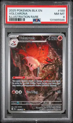 2025 POKEMON BLK EN-BLACK BOLT ILLUSTRATION RARE #100 VOLCARONA PSA 8 - Image 1