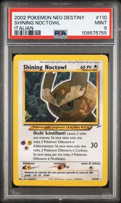 Pokemon PSA 9 Shining Noctowl #110 Holo Neo Destiny 2002 Italiano - Image 2