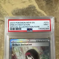 2023 POKEMON MEW EN-151 SPECIAL ILLUSTRATION RARE #203 ERIKA'S INVITATION PSA 9 - Image 3