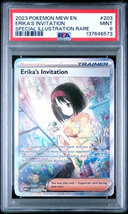 2023 POKEMON MEW EN-151 SPECIAL ILLUSTRATION RARE #203 ERIKA'S INVITATION PSA 9 - Image 1