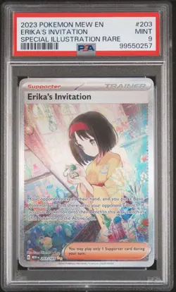 2023 POKEMON MEW EN-151 SPECIAL ILLUSTRATION RARE #203 ERIKA'S INVITATION PSA 9 - Image 1