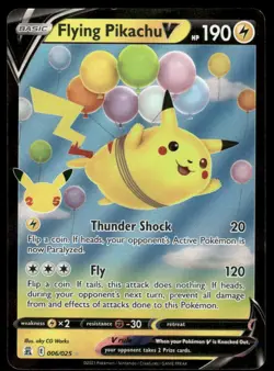 Pokemon Cards Flying Pikachu V 006/025 Celebrations Holo Rare V NM - Image 1