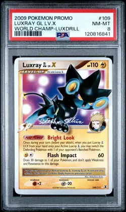 2009 POKEMON WORLD CHAMPIONSHIPS PROMO LUXDRILL #109 LUXRAY GL LV.X PSA 8 - Image 1