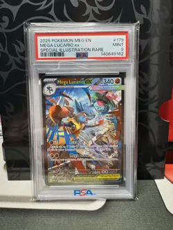 2025 Pokemon Mega Evolution Mega Lucario EX Special Illustration Rare PSA 9 - Image 1